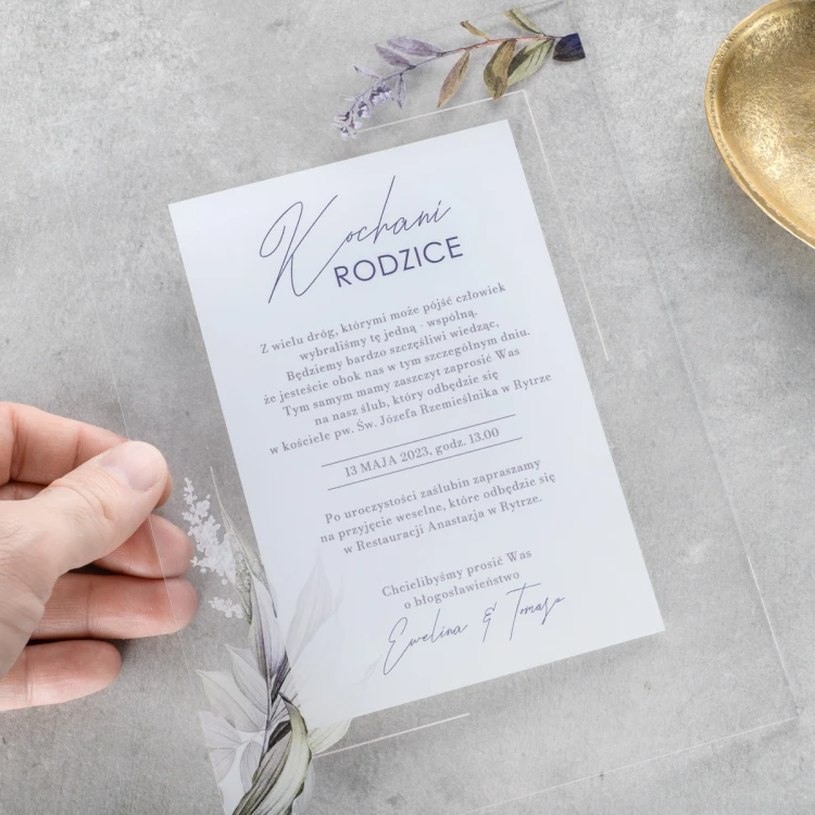 Wedding Invitations for Parents - size 148x210mm (A5) - 3mm plexi with UV print - INV093