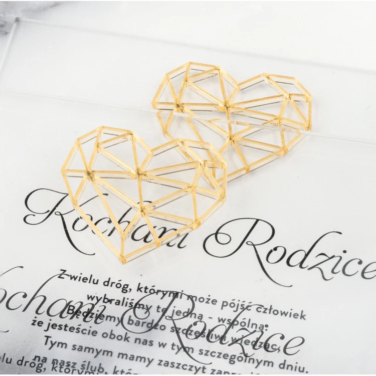 Wedding Invitations for Parents - size 148x210mm (A5) - plexi and gold acrylic - INV094