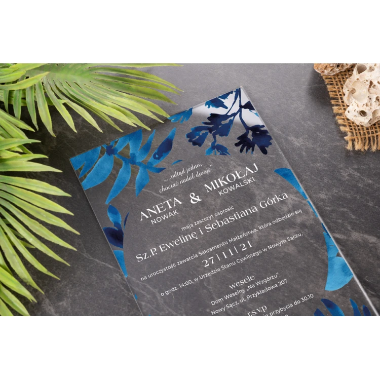 Wedding Invitations - size 104x152mm (C6) - 3mm plexi with UV print - INV072