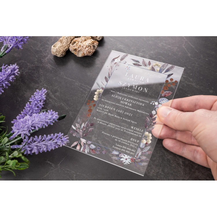 Wedding Invitations - size 104x152mm (C6) - 3mm plexi with UV print - INV073