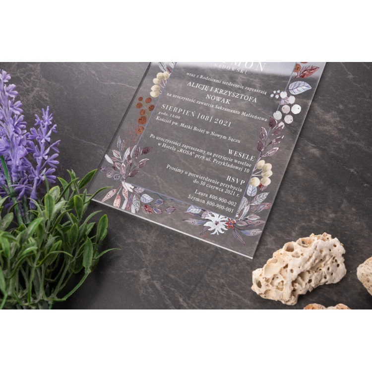 Wedding Invitations - size 104x152mm (C6) - 3mm plexi with UV print - INV073