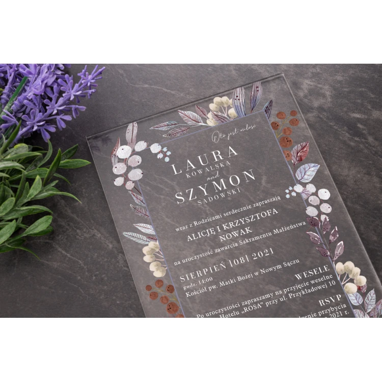 Wedding Invitations - size 104x152mm (C6) - 3mm plexi with UV print - INV073
