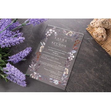 Wedding Invitations - size 104x152mm (C6) - 3mm plexi with UV print - INV073
