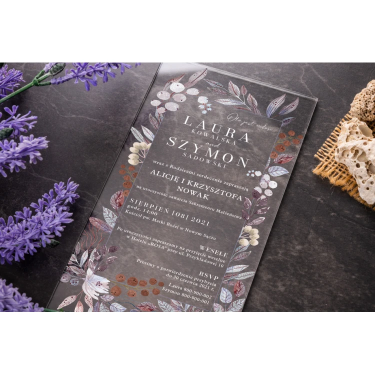 Wedding Invitations - size 100x210mm (DL) - 3mm plexi with UV print - INV074