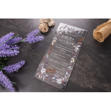 Wedding Invitations - size 100x210mm (DL) - 3mm plexi with UV print - INV074