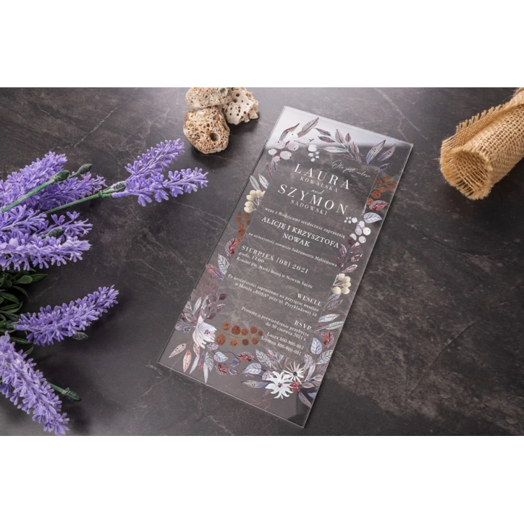 Wedding Invitations - size 100x210mm (DL) - 3mm plexi with UV print - INV074
