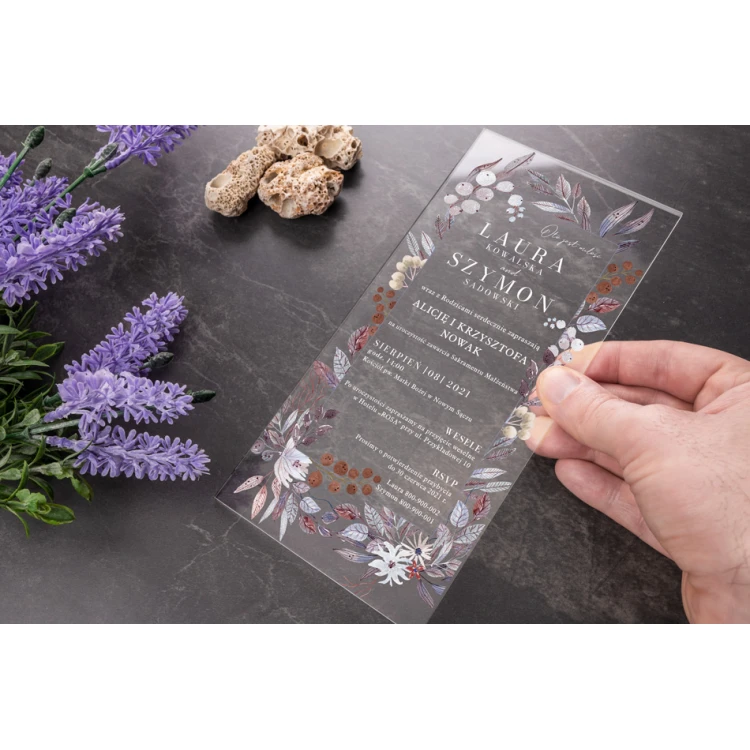 Wedding Invitations - size 100x210mm (DL) - 3mm plexi with UV print - INV074
