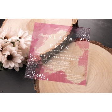Wedding Invitations - size 143x143mm (K4) - 3mm plexi with UV print - INV075