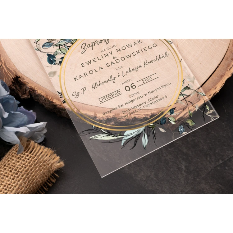 Wedding Invitations - size 104x152mm (C6) - 3mm plexi with UV print - INV076