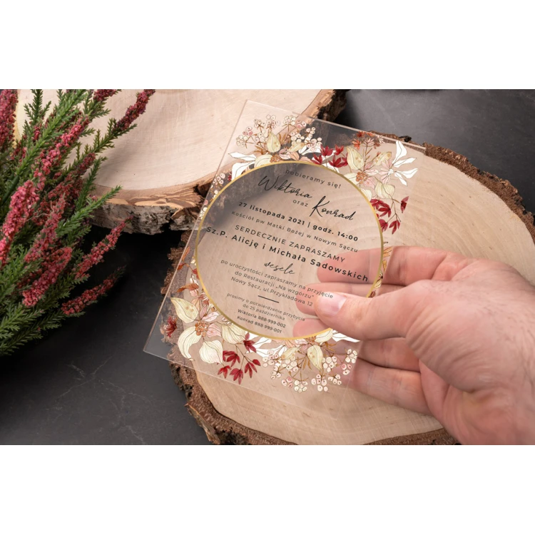 Wedding Invitations - size 104x152mm (C6) - 3mm plexi with UV print - INV077