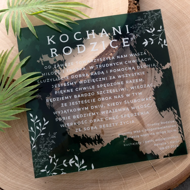 Wedding Invitations - size 143x143mm (K4) - 3mm plexi with UV print - INV085