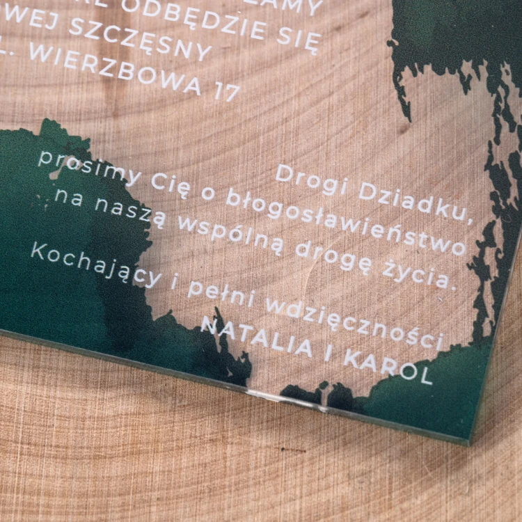 Wedding Invitations - size 143x143mm (K4) - 3mm plexi with UV print - INV085