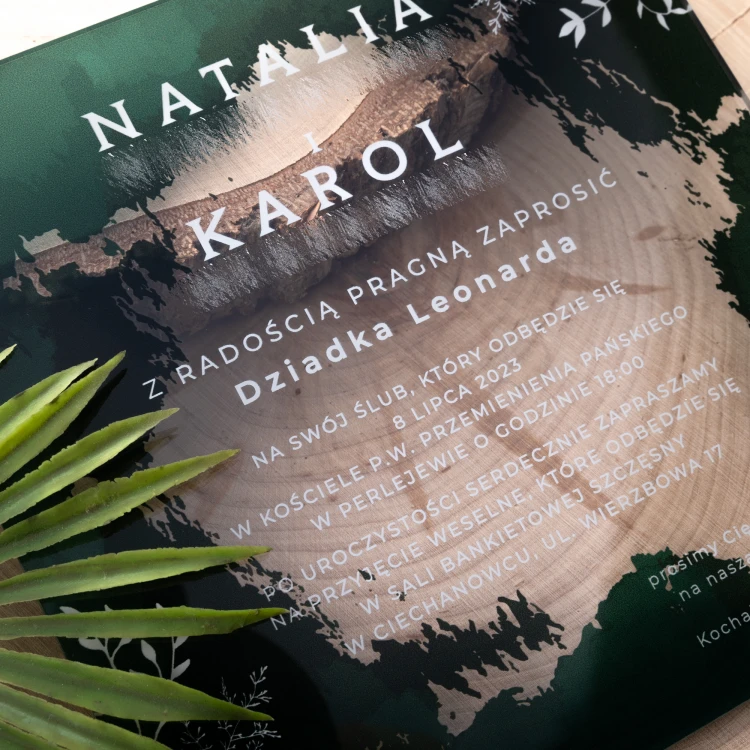 Wedding Invitations - size 143x143mm (K4) - 3mm plexi with UV print - INV085