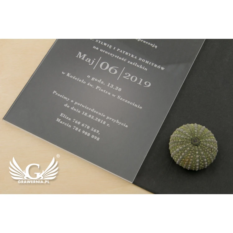 Acrylic Wedding Invitations - Laser Engraving - INV054