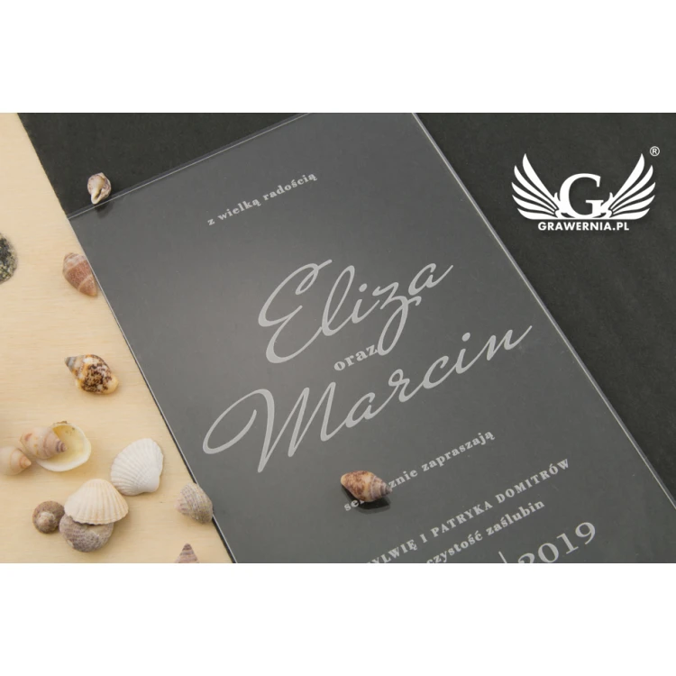 Acrylic Wedding Invitations - Laser Engraving - INV054