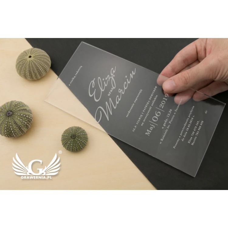 Acrylic Wedding Invitations - Laser Engraving - INV054