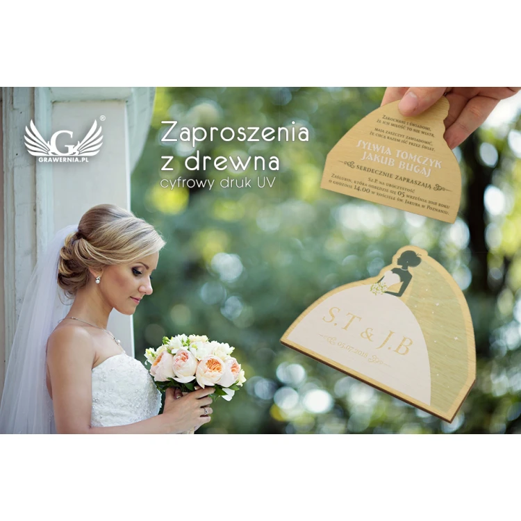 Wooden Wedding Invitations - UV Digital Print - INV006