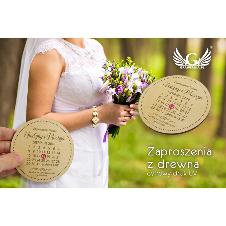 Wooden Wedding Invitations - UV Digital Print - INV008