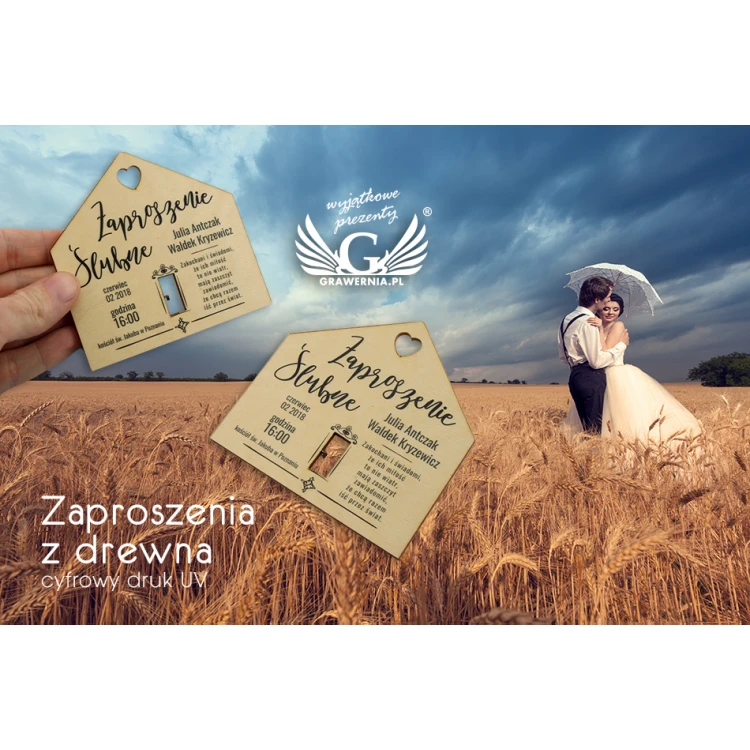 Wooden Wedding Invitations - UV Digital Print - INV009