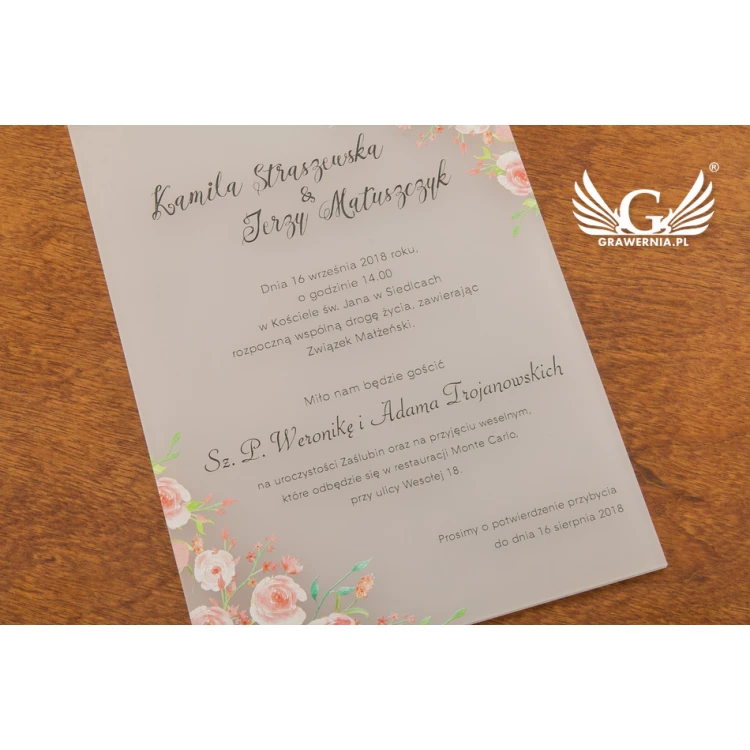 Acrylic Wedding Invitations - UV Digital Print - INV033