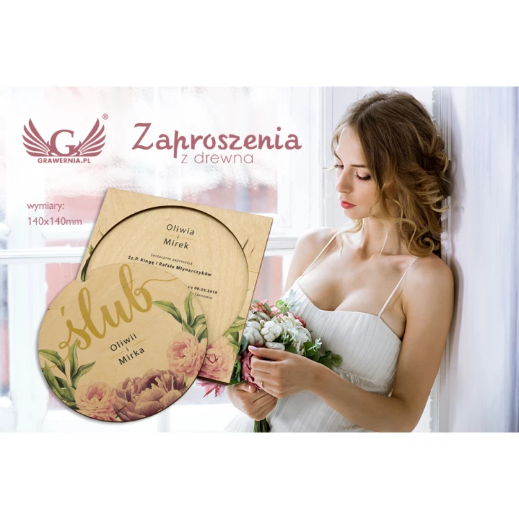 Wooden Wedding Invitations - UV Digital Print - INV047
