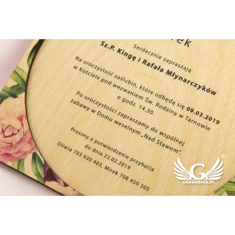 Wooden Wedding Invitations - UV Digital Print - INV047