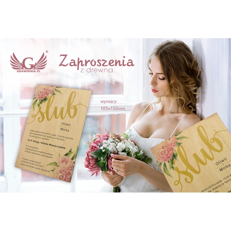 Wooden Wedding Invitations - UV Digital Print - INV048