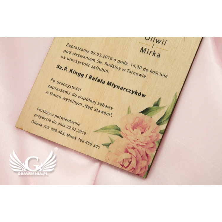 Wooden Wedding Invitations - UV Digital Print - INV048