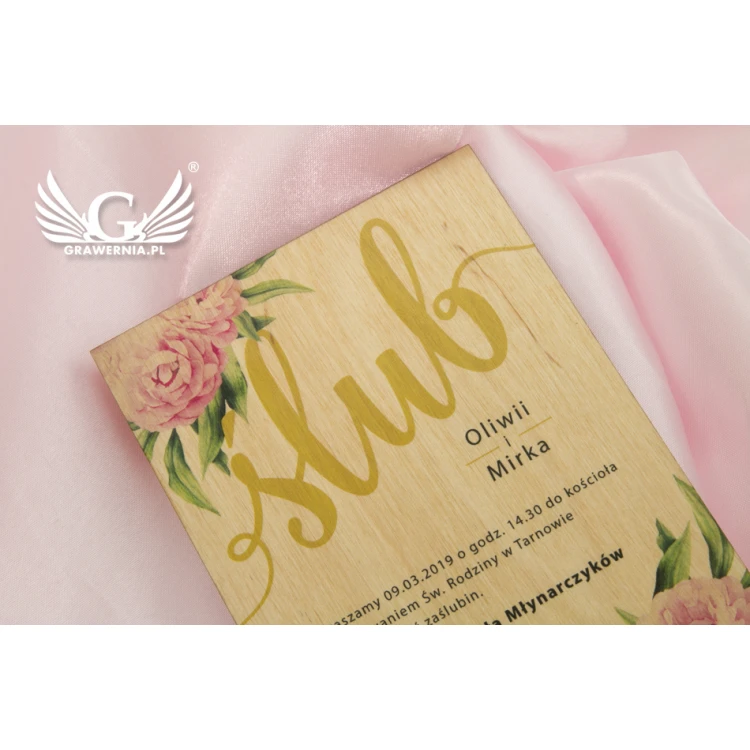 Wooden Wedding Invitations - UV Digital Print - INV048