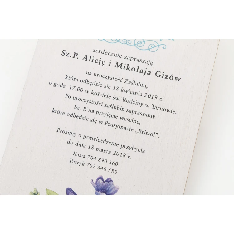 Wooden Wedding Invitations - UV Digital Print - INV046