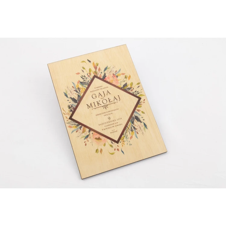 Wooden Wedding Invitations - UV Digital Print - INV026