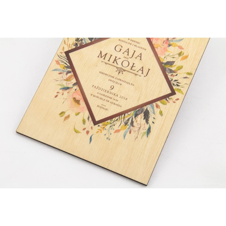 Wooden Wedding Invitations - UV Digital Print - INV026