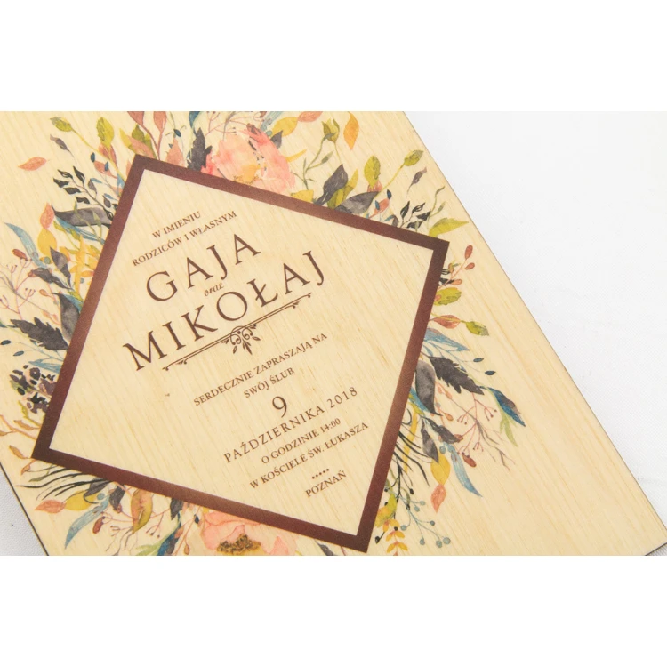 Wooden Wedding Invitations - UV Digital Print - INV026