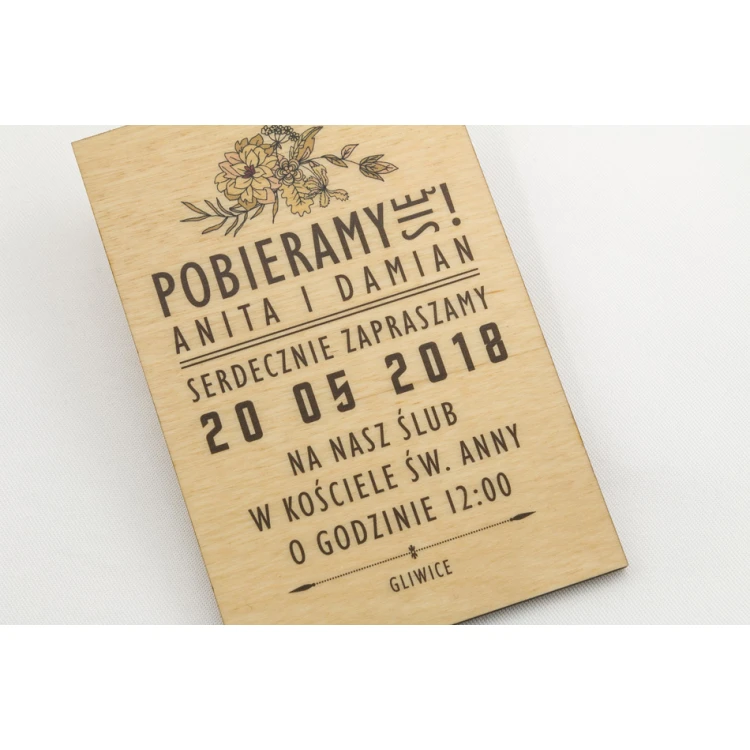 Wooden Wedding Invitations - UV Digital Print - INV004