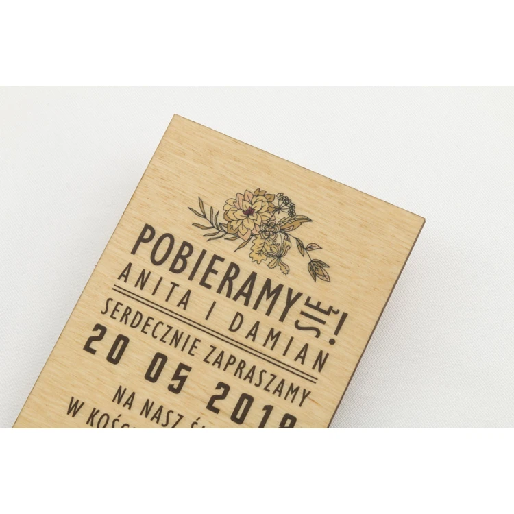 Wooden Wedding Invitations - UV Digital Print - INV004