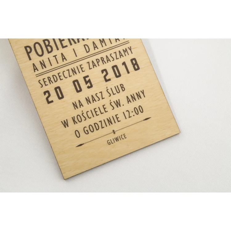 Wooden Wedding Invitations - UV Digital Print - INV004