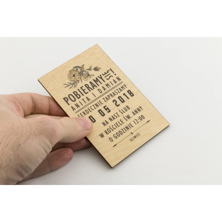 Wooden Wedding Invitations - UV Digital Print - INV004