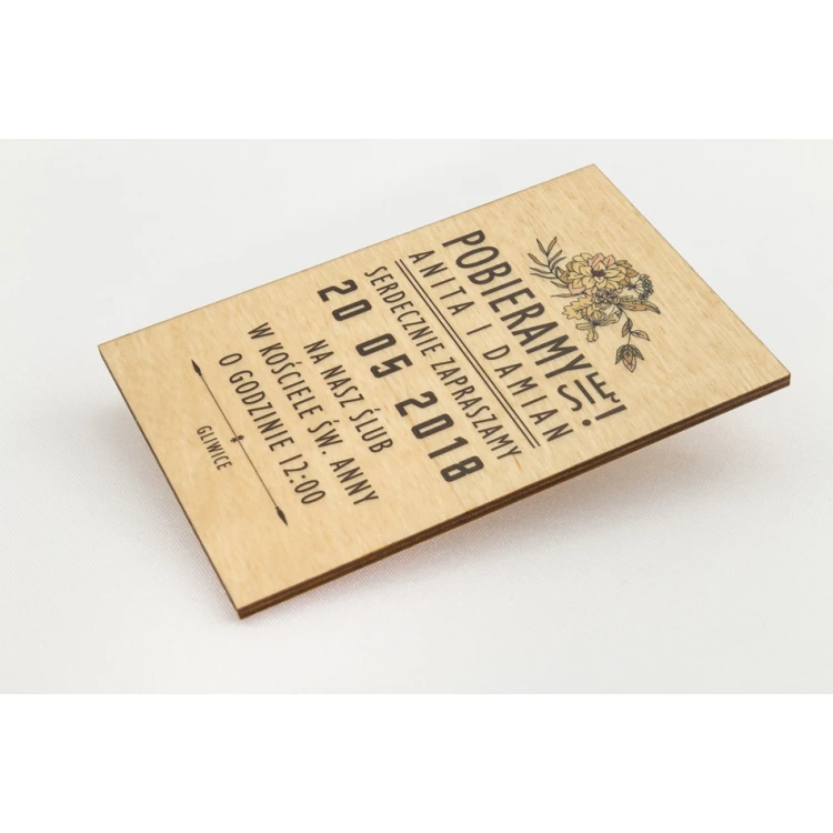 Wooden Wedding Invitations - UV Digital Print - INV004