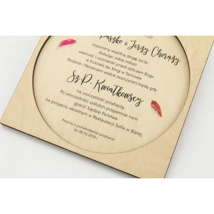 Wooden Wedding Invitations - UV Digital Print - ZAP017