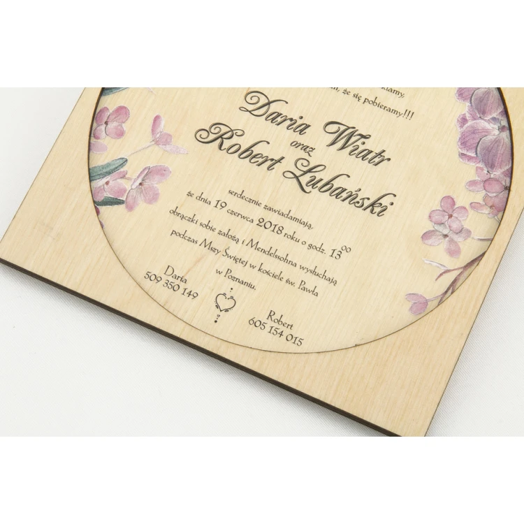 Wooden Wedding Invitations - UV Digital Print - INV015