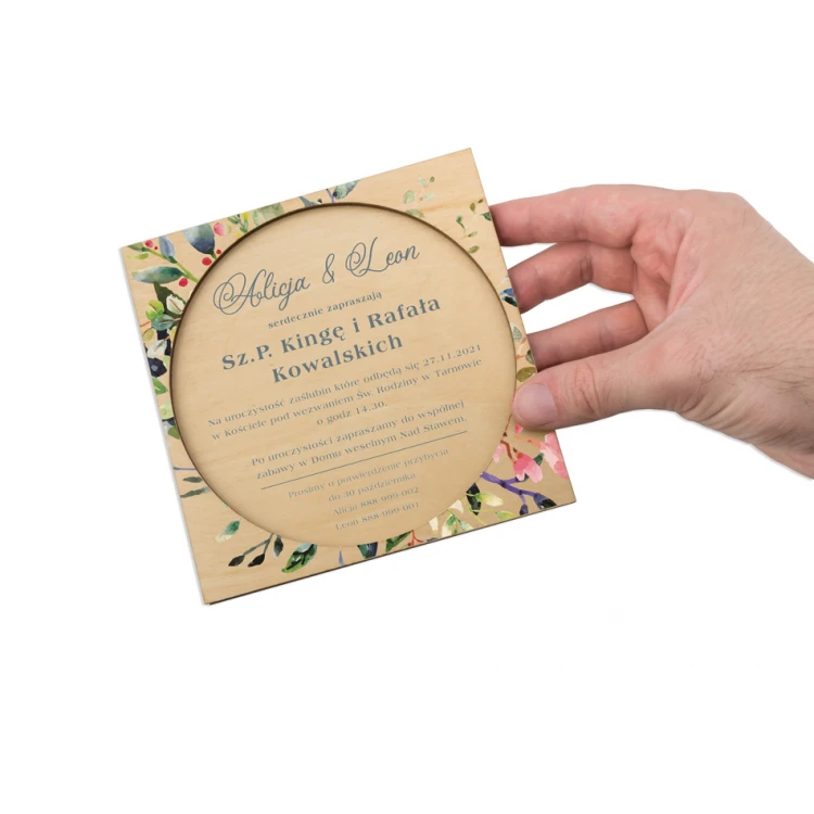 Wooden Wedding Invitations - UV Digital Print - INV062