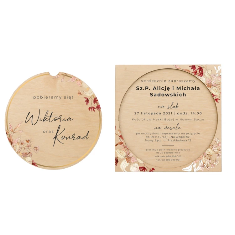 Wooden Wedding Invitations - UV Digital Print - INV063
