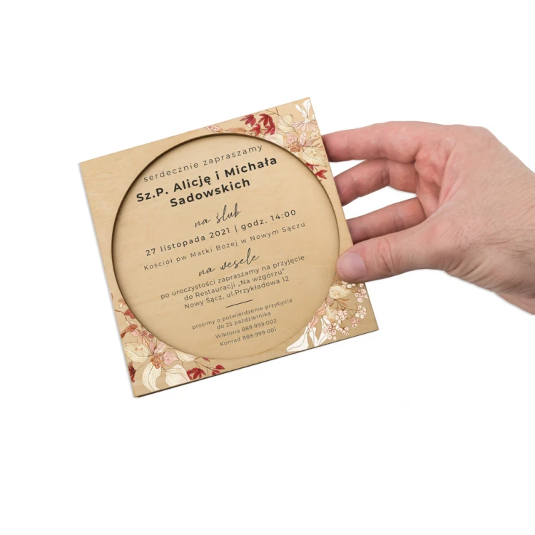 Wooden Wedding Invitations - UV Digital Print - INV063
