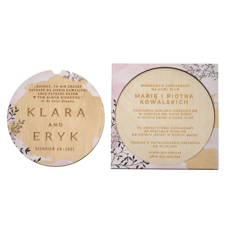 Wooden Wedding Invitations - UV Digital Print - INV064
