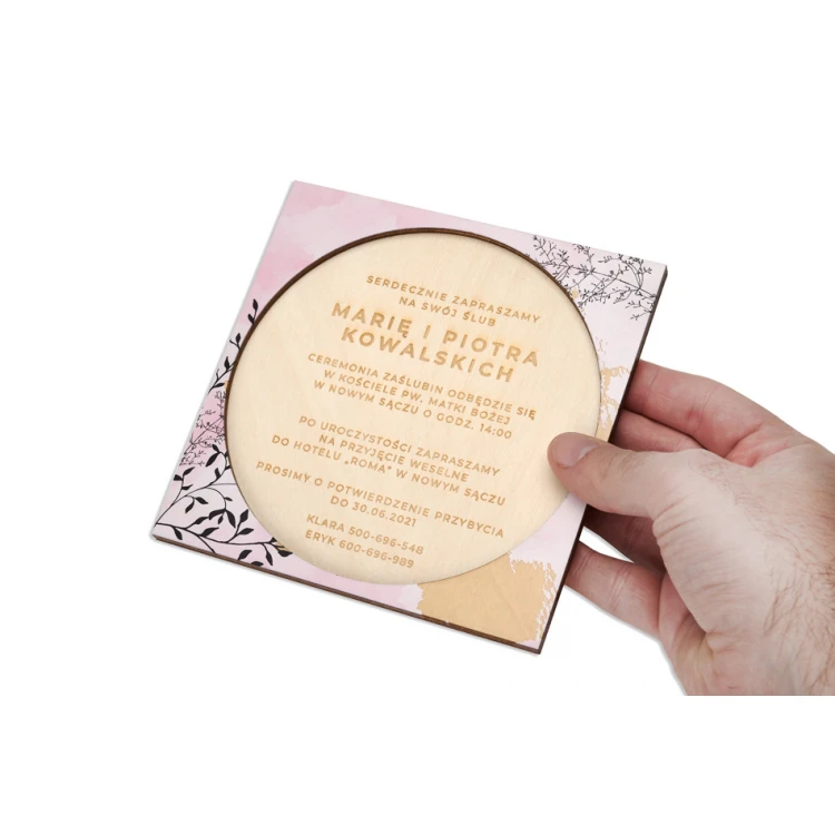 Wooden Wedding Invitations - UV Digital Print - INV064