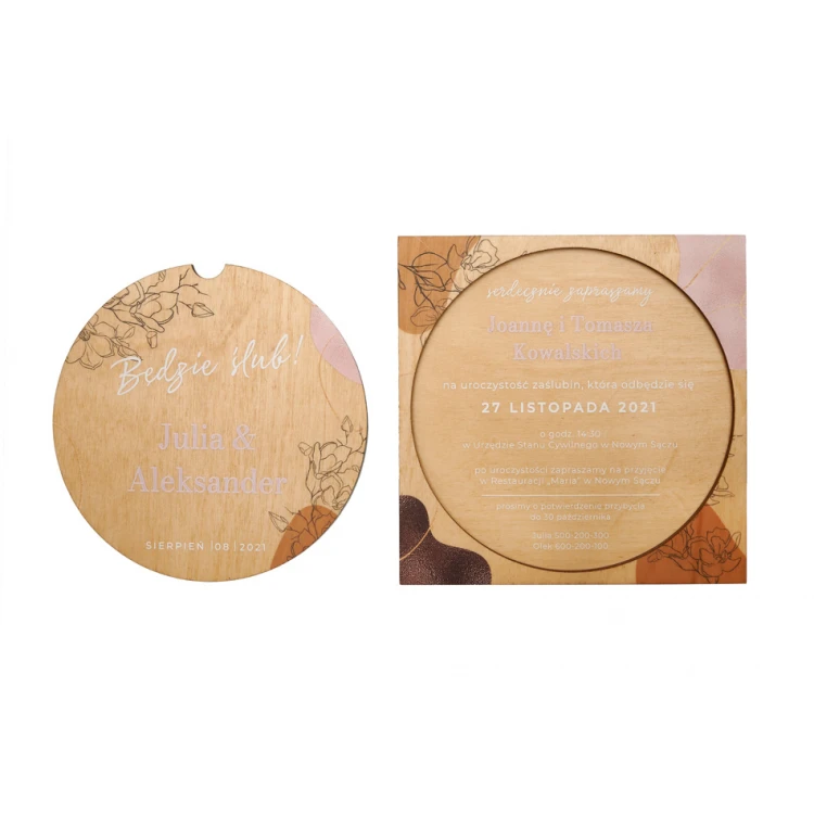 Wooden Wedding Invitations - UV Digital Print - INV065
