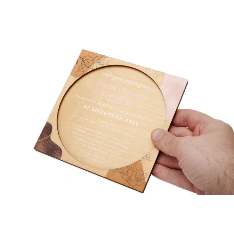 Wooden Wedding Invitations - UV Digital Print - INV065