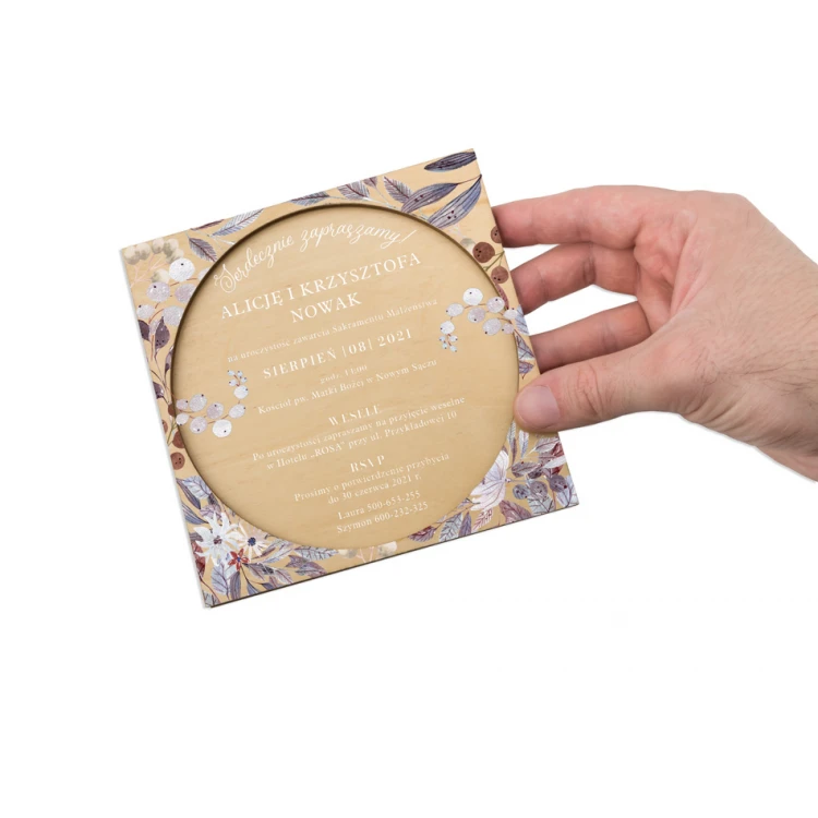 Wooden Wedding Invitations - UV Digital Print - INV066