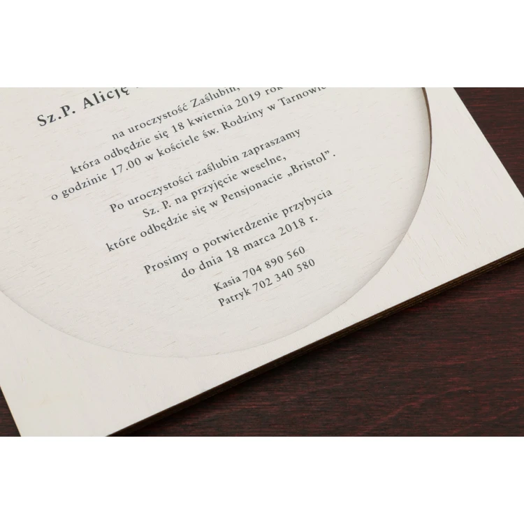 Wooden Wedding Invitations - UV Digital Print - INV045