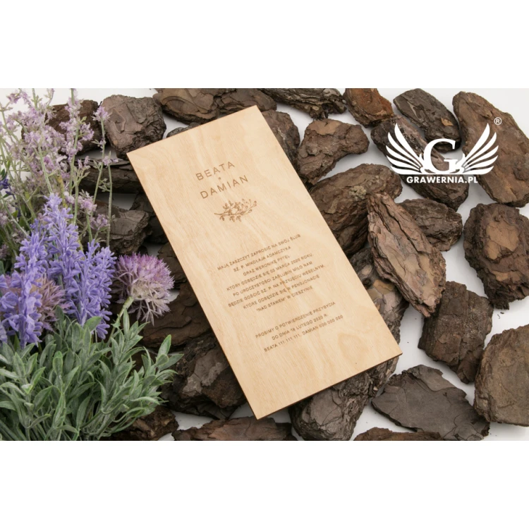 Laser Engraved Wooden Wedding Invitations - INV055